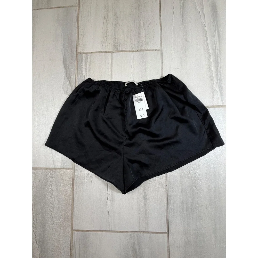 Abercrombie & Fitch Women Black Satin Sleep Shorts Elastic Waist Small NWT